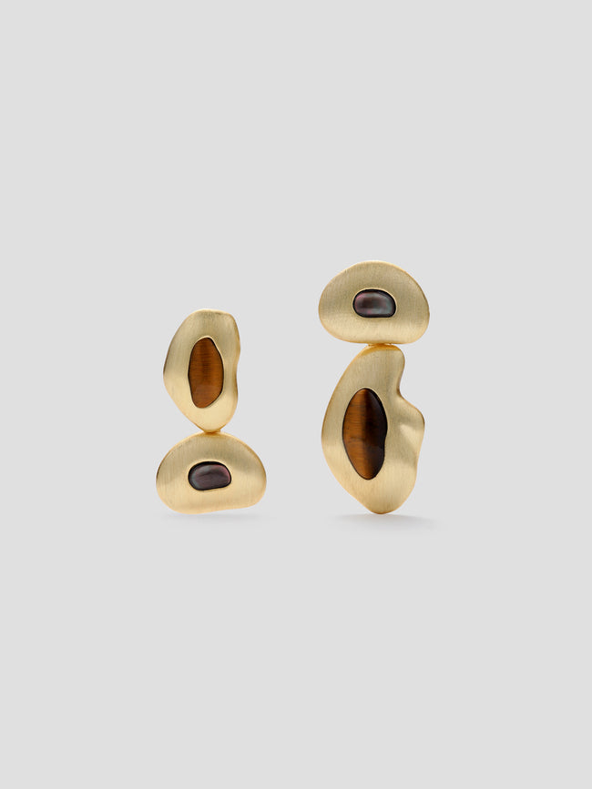 Pebble Earrings - Tiger's eye