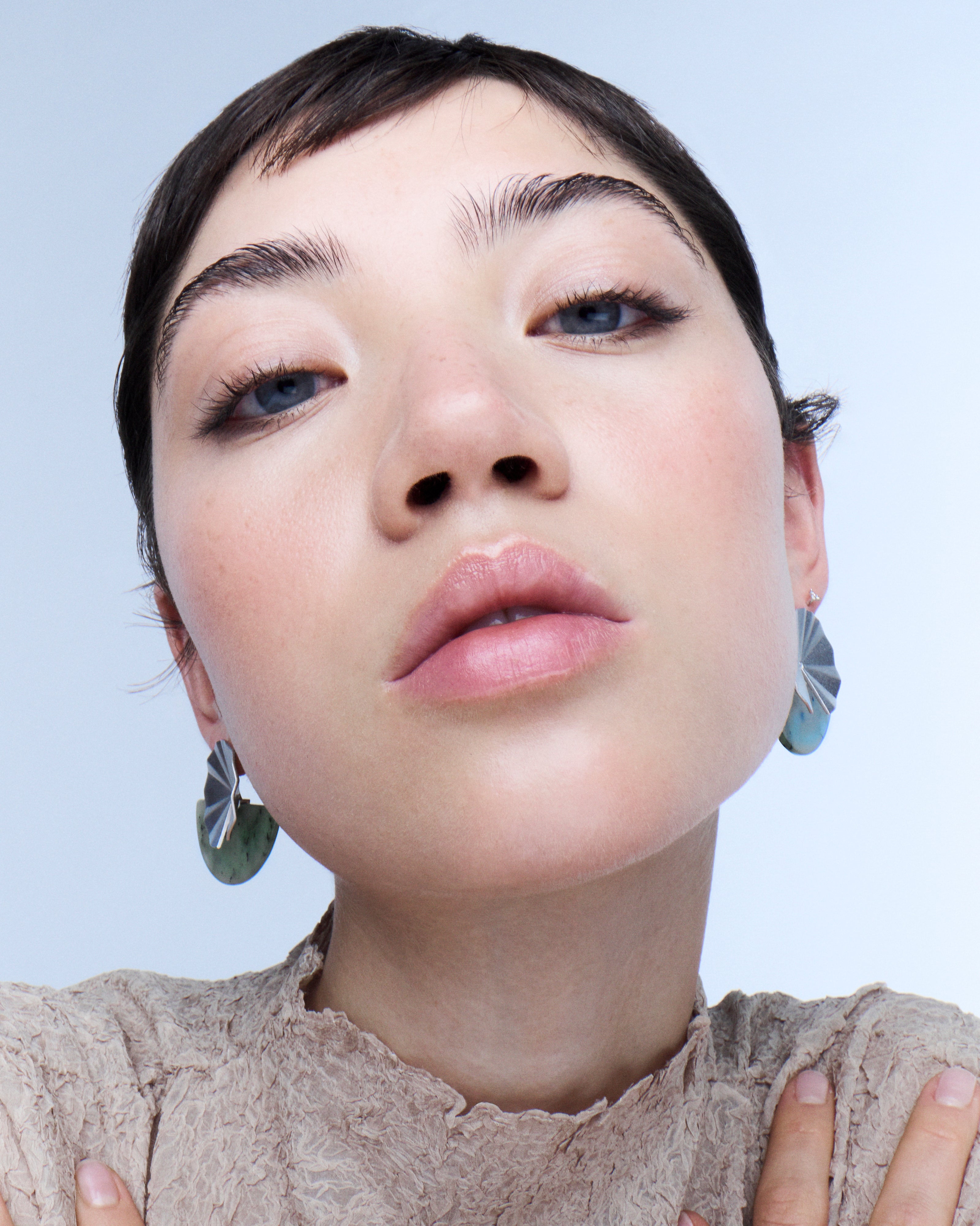Fold collection Earring - Green Jade