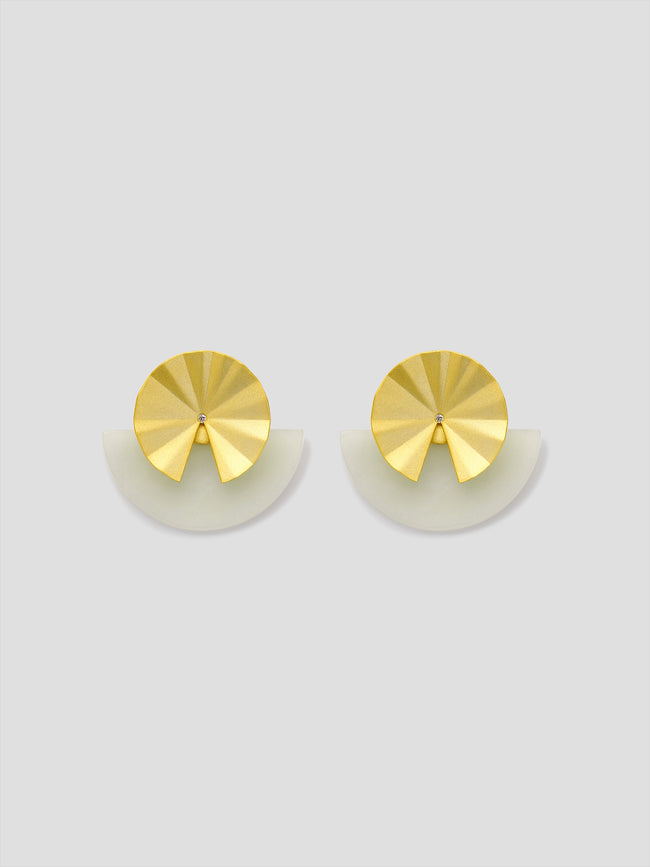 Fold collection Earrings - White Jade