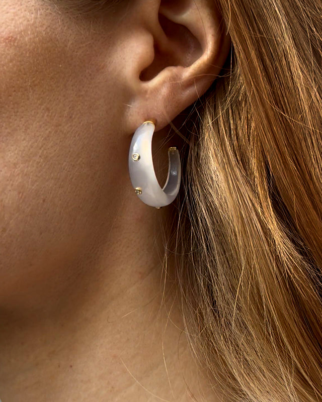 Continuum Earing - White Chalcedony