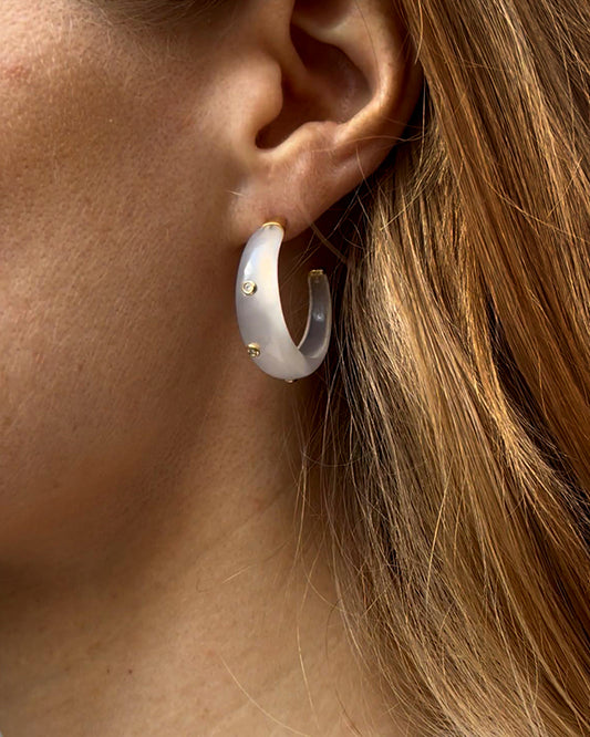 Continuum Earing - White Chalcedony