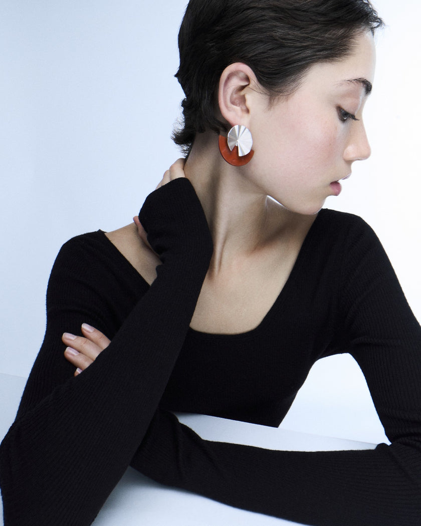 Fold collection Earring - Red Jasper