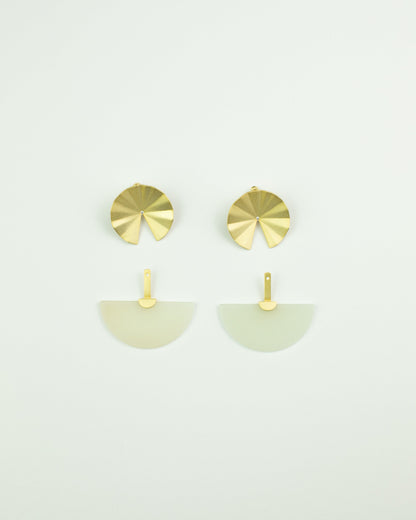 Fold collection Earrings - White Jade