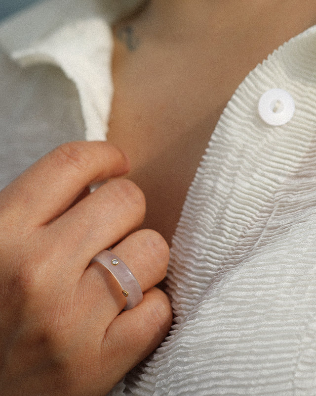 Continuum Single Ring - White Chalcedony