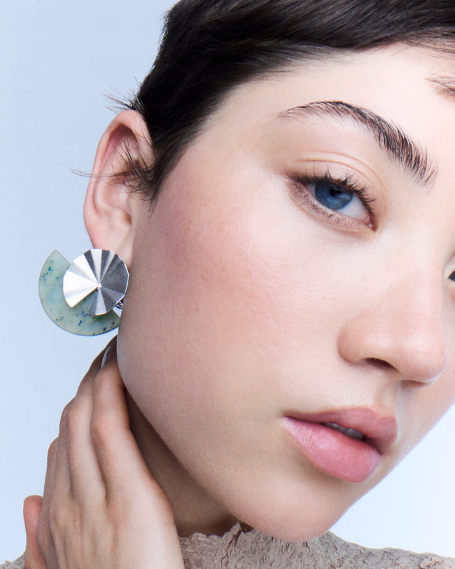 Fold collection Earing - Green Jade