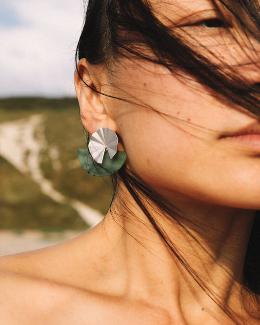 Fold collection Earing - Green Jade