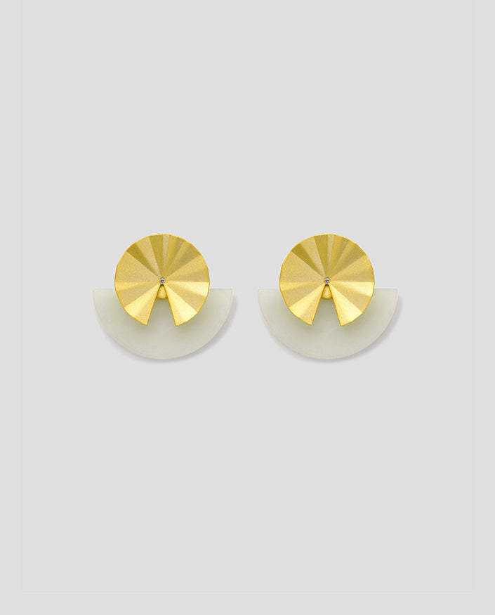 Fold collection Earrings - White Jade