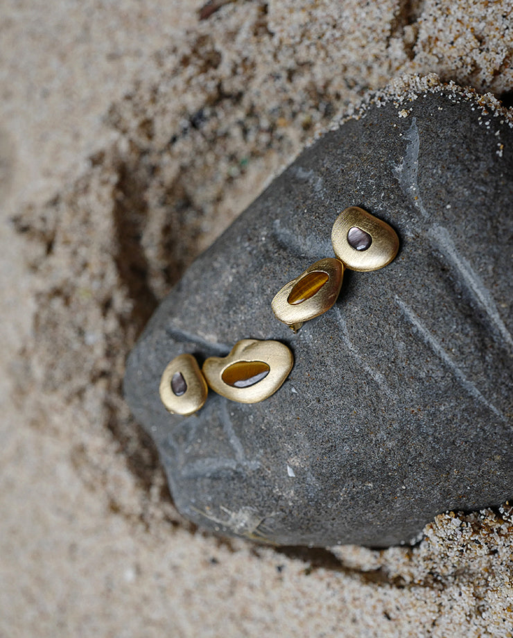 Pebble two Earrings - Tiger's eye