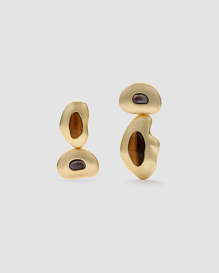 Pebble two Earrings - Tiger's eye
