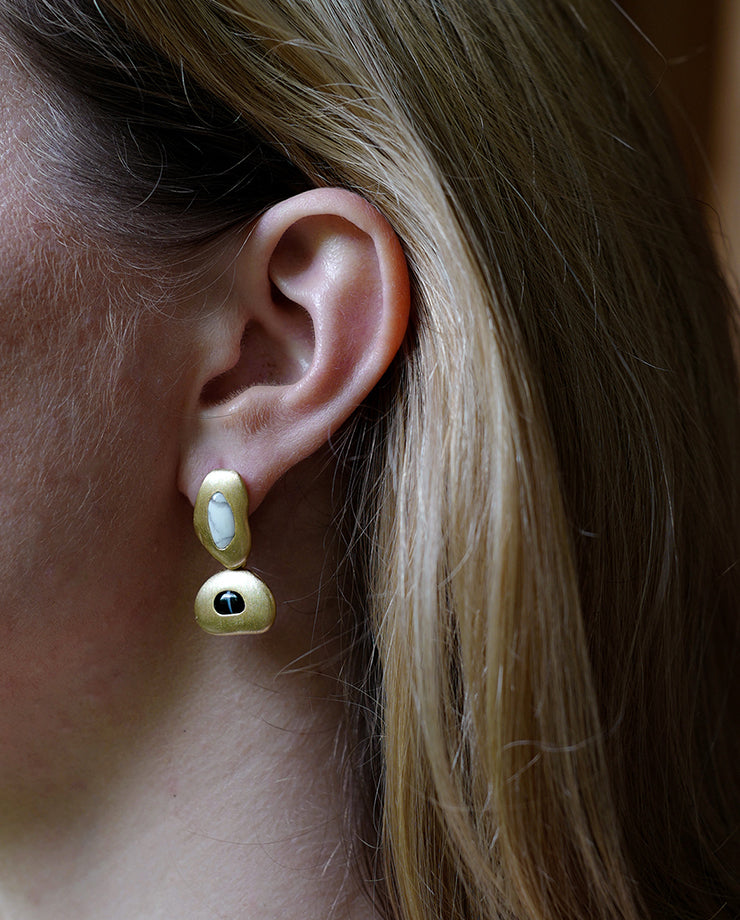 Pebble two Earrings - Turquoise