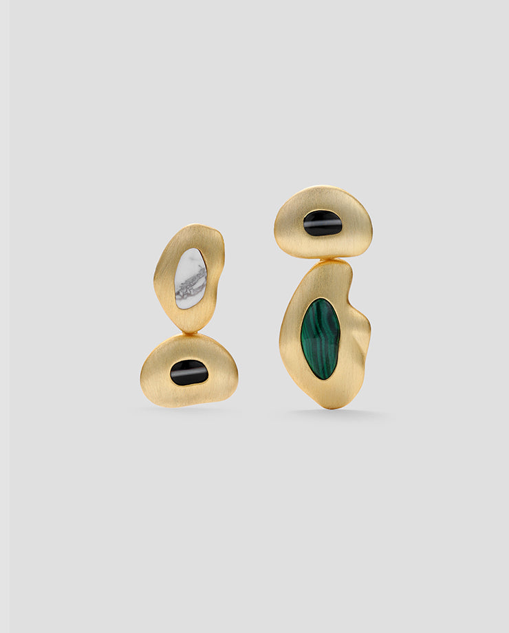 Pebble two Earrings - Turquoise